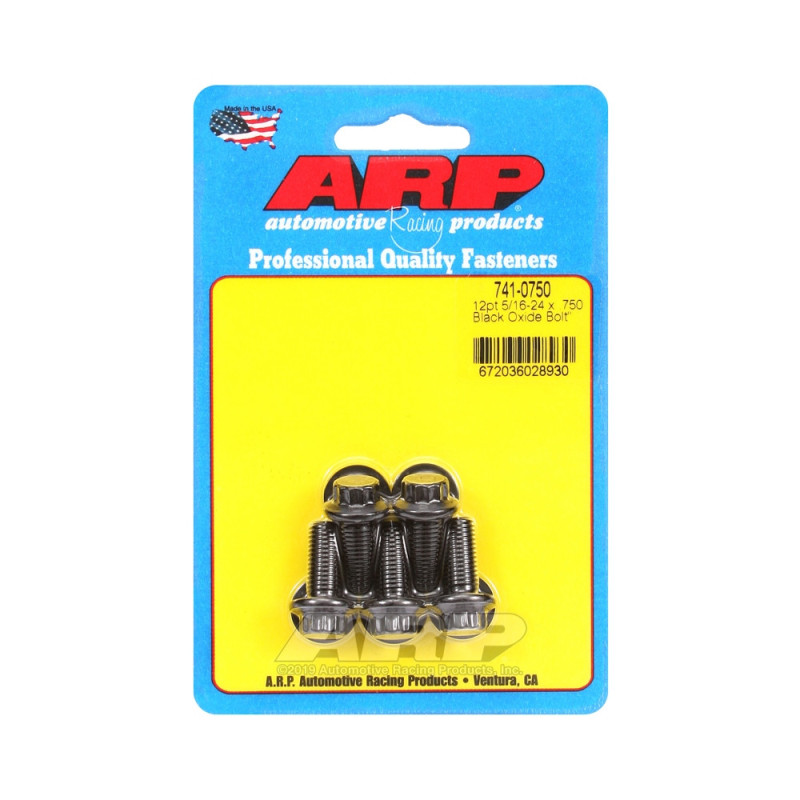 Set de șuruburi și piulițe universale ARP 5/16-24 – Black Oxyde, 12 bucăți x 5 - ARP-741-0750 - 741-0750 - 3666618199559